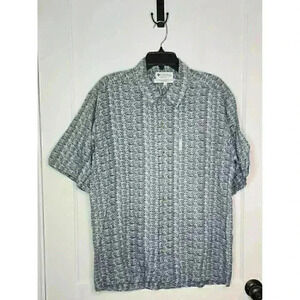 Size Medium Columbia Patterned Button Up Shirt Ramie Cotton Blend
